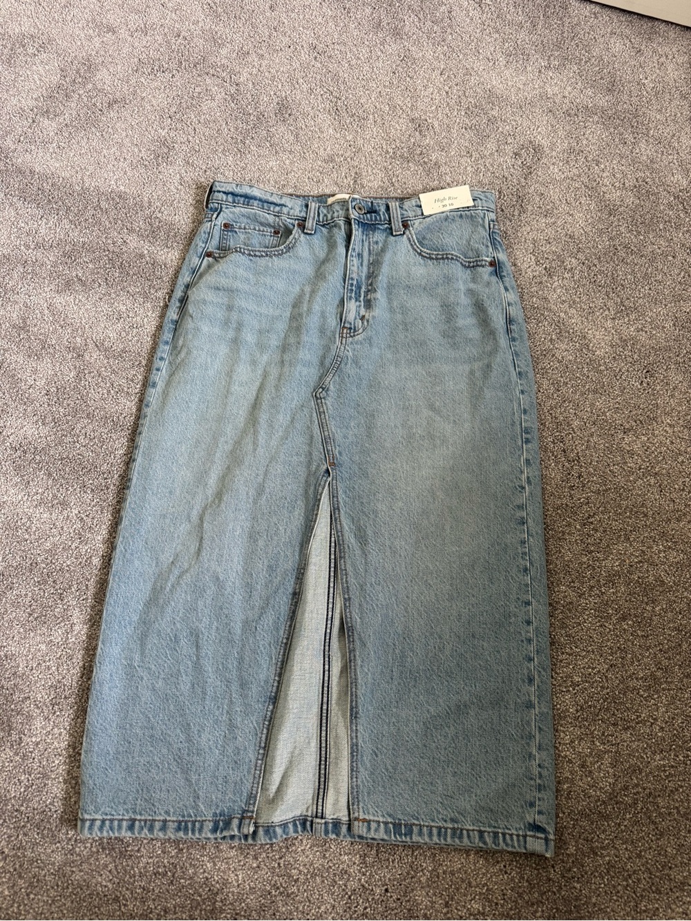 Abercrombie & Fitch Light Blue Straight-Leg Denim Skirt Jeans